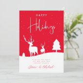 VOEG UW FOTO TOE | Winter Deer Snowflakes Kaart (Staand voorkant)