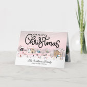 VOEG UW FOTO TOE | Winterkerstfeeststad Feestdagen Kaart (Voorkant)