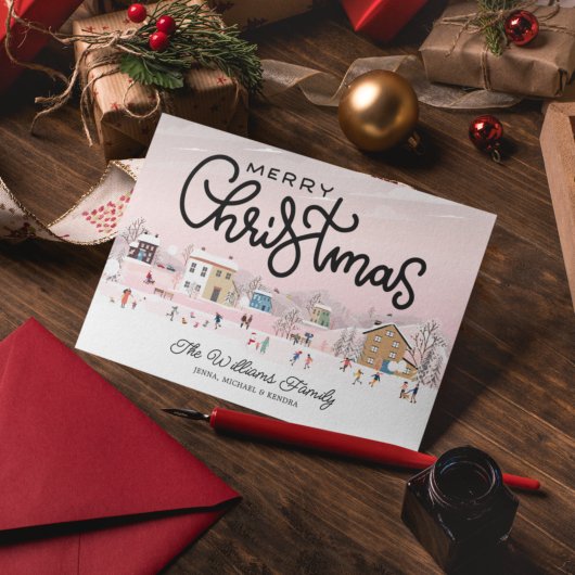 VOEG UW FOTO TOE | Winterkerstfeeststad Feestdagen Kaart