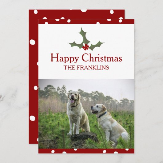 Voeg uw foto toe Zoete Kerst Hulst Feestdagenkaart (Voorkant / Achterkant)