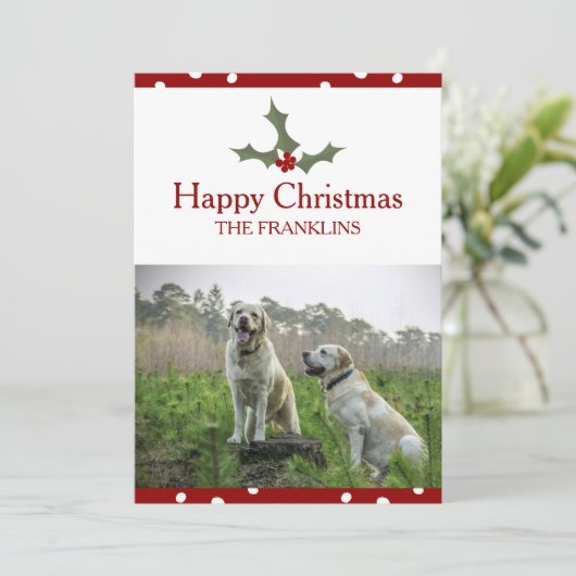 Voeg uw foto toe Zoete Kerst Hulst Feestdagenkaart (Staand voorkant)