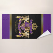 Voeg uw fotocoat van wapenmonogram Embleem-Paars t Badhanddoek (Badhanddoek)