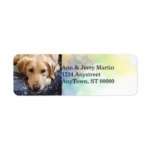 voeg uw fotohond met waterverf en tekstdouane toe etiket (Voorkant)