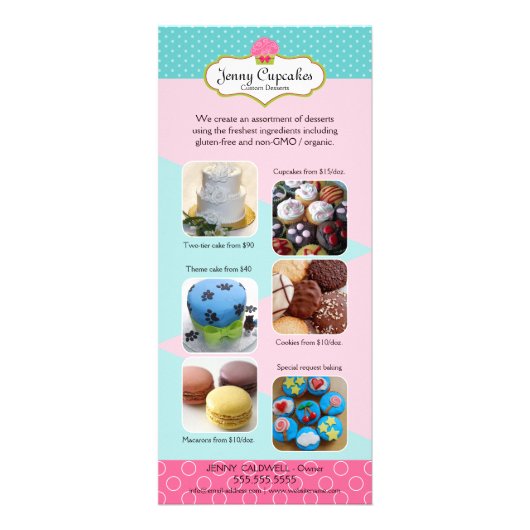 Voeg uw foto's Custom Bakery Reclamekaart (Voorkant)