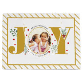 Voeg uw foto's gouden JOY en strepen toe Groot Cadeauzakje (Voorkant)