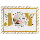 Voeg uw foto's gouden JOY en strepen toe Groot Cadeauzakje (Achterkant)