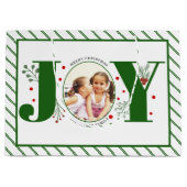 Voeg uw foto's groene JOY en strepen toe Groot Cadeauzakje (Voorkant)