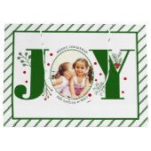 Voeg uw foto's groene JOY en strepen toe Groot Cadeauzakje (Achterkant)