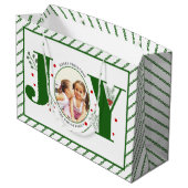 Voeg uw foto's groene JOY en strepen toe Groot Cadeauzakje (Achterkant Gekanteld)