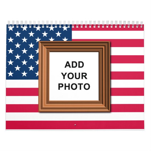 Voeg uw foto's toe American Flag Patriotic 2025 Kalender (Hoes)