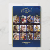 Voeg uw foto's toe Gewenste Jaar Blauwe Platte Ker Feestdagenkaart (Voorkant)