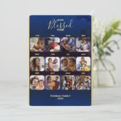 Voeg uw foto's toe Gewenste Jaar Blauwe Platte Ker Feestdagenkaart (Staand voorkant)