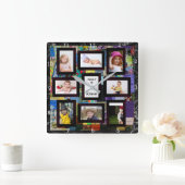 VOEG UW FOTOSCOLLAGE TOE  VIERKANTE KLOK (Huis)