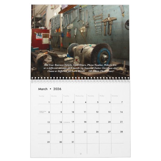 Voeg uw gegevens toe - Autoreparatiebedrijf 20xx Kalender (Mar 2026)