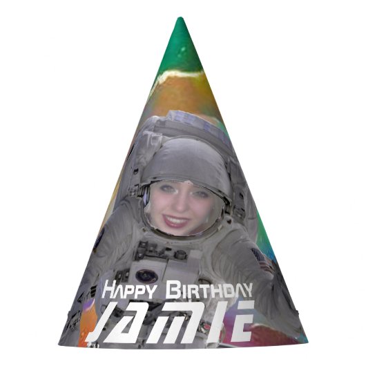 Voeg uw gezichtsfotoastronaut Pet toe Feesthoedjes (Voorkant)