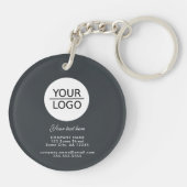 Voeg uw Grijs van de Bevordering van het Bedrijf v Sleutelhanger (Achterkant)