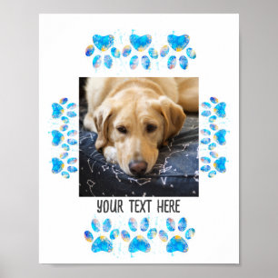 Voeg uw hond foto pootafdrukken huisdier muur kuns poster