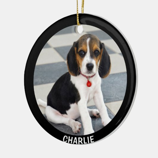 Voeg uw huisdier foto kerst keramisch ornament (Links)