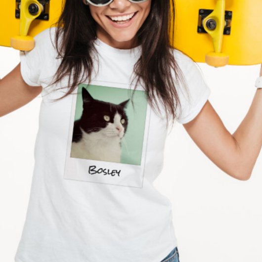 Voeg uw huisdier foto Retro Instant Camera Lijst T-shirt