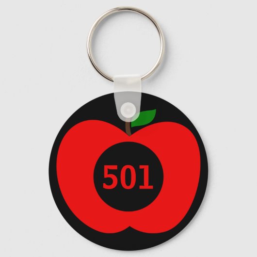 Voeg uw huisnummer/Monogram rode Apple Sleutelhang Sleutelhanger (Voorkant)