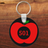 Voeg uw huisnummer/Monogram rode Apple Sleutelhang Sleutelhanger (Voorkant)
