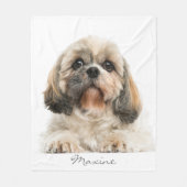 Voeg uw huisproefportret toe Shih Tzu Dog Persoonl Fleece Deken (Voorkant)