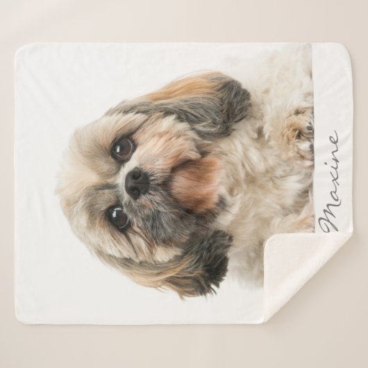 Voeg uw huisproefportret toe Shih Tzu Dog Persoonl Sherpa Deken (Voorkant (horizontaal))
