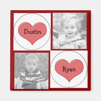 Voeg uw info, rode harten foto magneet
