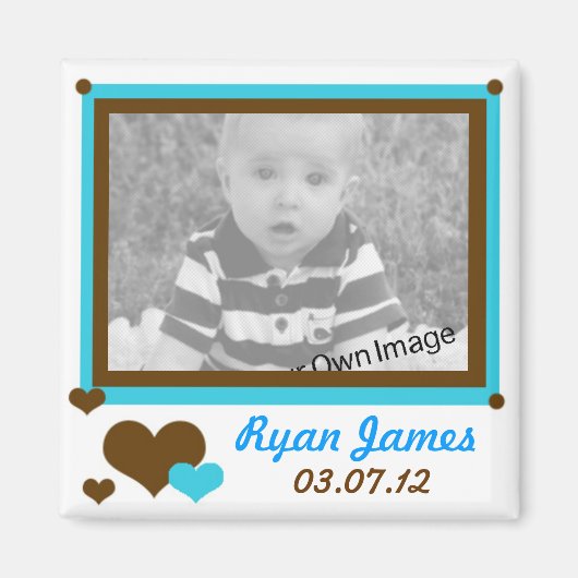 Voeg uw informatie, harten en blauwe magneet toe (Voorkant)