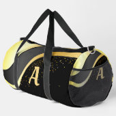 Voeg uw Initiaal, gouden lint ontwerp op zwart toe Plunjezak (Rechterhoek)