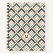 Voeg uw Initiaal toe | Blauwgroen geometrisch patr Notitieboek (Voorkant)