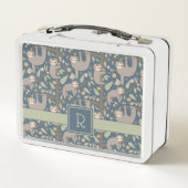 Voeg uw Initiaal toe | Cute Floral Sloth Pattern (Achterkant)