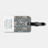 Voeg uw Initiaal toe | Cute Floral Sloth Pattern Bagagelabel (Achterkant horizontaal)