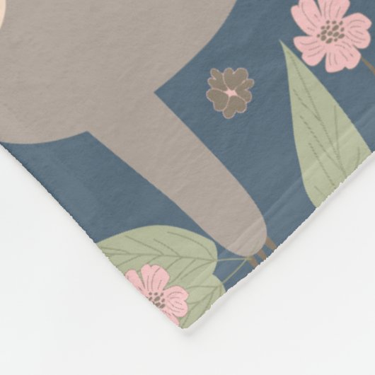 Voeg uw Initiaal toe | Cute Floral Sloth Pattern Fleece Deken (Hoek)