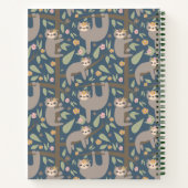 Voeg uw Initiaal toe | Cute Floral Sloth Pattern Notitieboek (Achterkant)