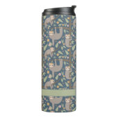 Voeg uw Initiaal toe | Cute Floral Sloth Pattern Thermosbeker (Gedraaid links)