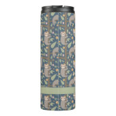 Voeg uw Initiaal toe | Cute Floral Sloth Pattern Thermosbeker (Achterkant)