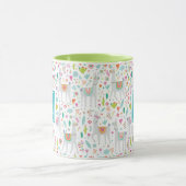 Voeg uw Initiaal toe | Cute Pastel Llama Pattern Mok (Midden)