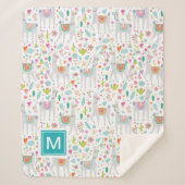 Voeg uw Initiaal toe | Cute Pastel Llama Pattern Sherpa Deken (Voorkant)