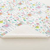 Voeg uw Initiaal toe | Cute Pastel Llama Pattern Sherpa Deken (3/4)