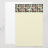 Voeg uw Initiaal toe | Geometrisch lijnpatroon Briefpapier (Voorkant / Achterkant)