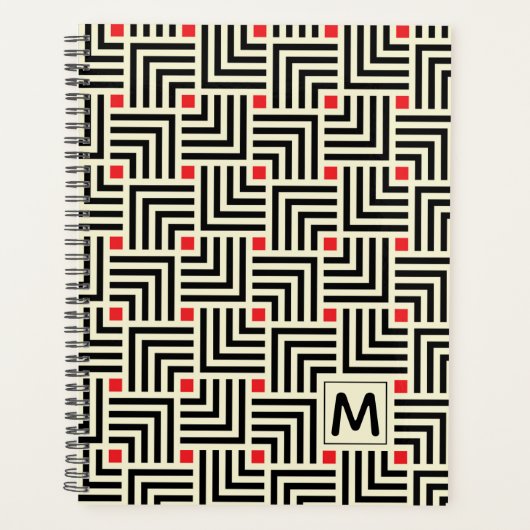 Voeg uw Initiaal toe | Geometrisch lijnpatroon Planner (Voorkant)