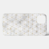 Voeg uw Initiaal toe | Goudgeometrische witte marm Case-Mate iPhone Case (Achterkant (horizontaal))