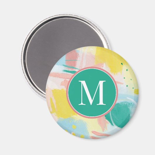 Voeg uw Initiaal toe | Verse zijde Abstract Magneet (Voorkant / Achterkant)