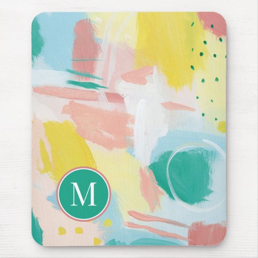 Voeg uw Initiaal toe | Verse zijde Abstract Muismat (Voorkant)