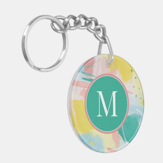 Voeg uw Initiaal toe | Verse zijde Abstract Sleutelhanger (Voorkant Links)