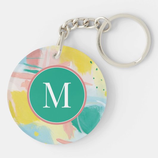 Voeg uw Initiaal toe | Verse zijde Abstract Sleutelhanger (Achterkant)