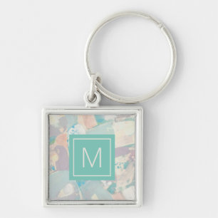 Voeg uw Initiaal toe White Rock Pastel Sleutelhanger
