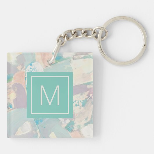 Voeg uw Initiaal toe | White Rock Pastel Sleutelhanger (Achterkant)