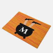 Voeg uw Initiaal toe | Witch in een heks Cauldron Deurmat (Schuin)